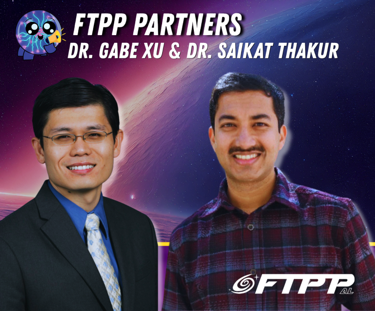 Graphic with words: ftpp partners Dr. Gabe Xu & Dr. Saikat Thakur with FTPP logo
